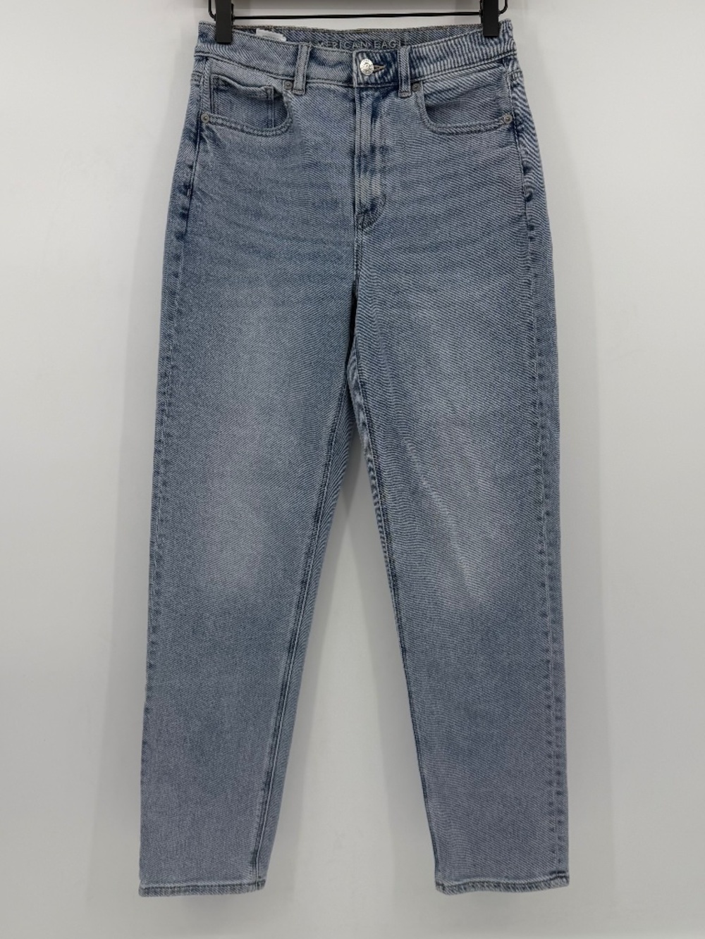 American Eagle Mom Straight Jeans Women 2 Regular Light Wash Denim Mid Rise